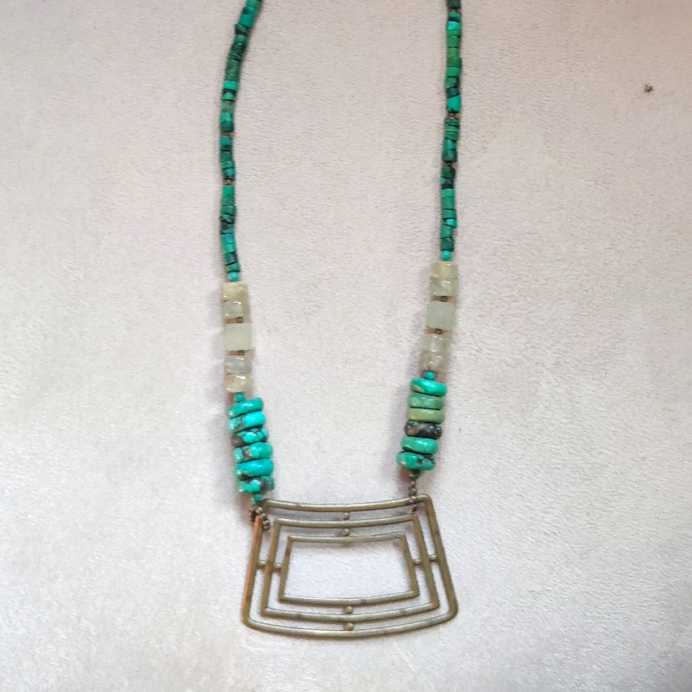 Handmade copper & turquoise beaded necklace